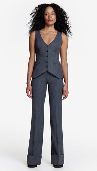 Wide Leg Cuffed Trouser