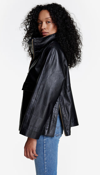 Over The Head Leather Anorak