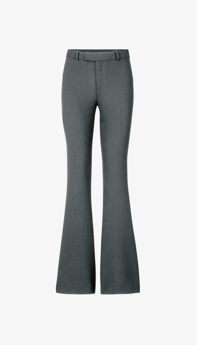 Gray flared pants on a white background