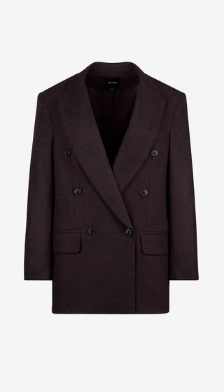 Dark brown double-breasted coat on a white background