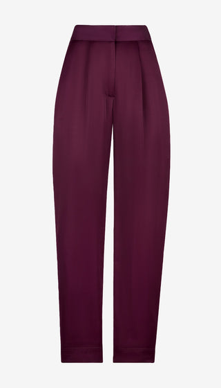 Burgundy pants on a light gray background