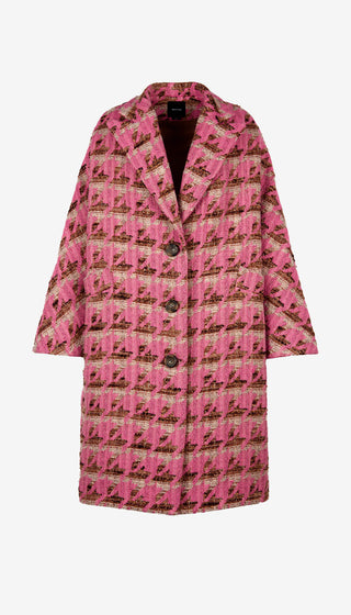 Pink patterned coat on a white background