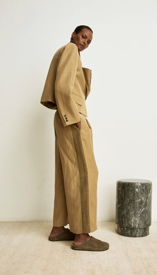 Tux Stripe Crop Pleated Trouser