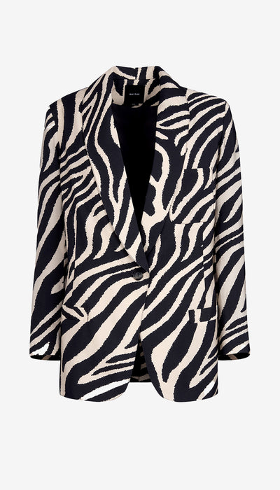 Zebra print jacket on a white background