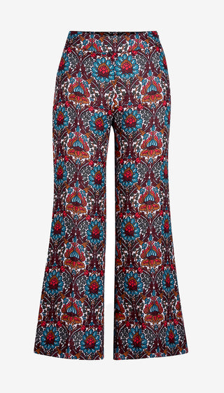 Colorful patterned pants on a white background