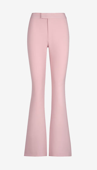 Pink flared pants on a white background