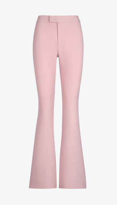 Pink flared pants on a white background