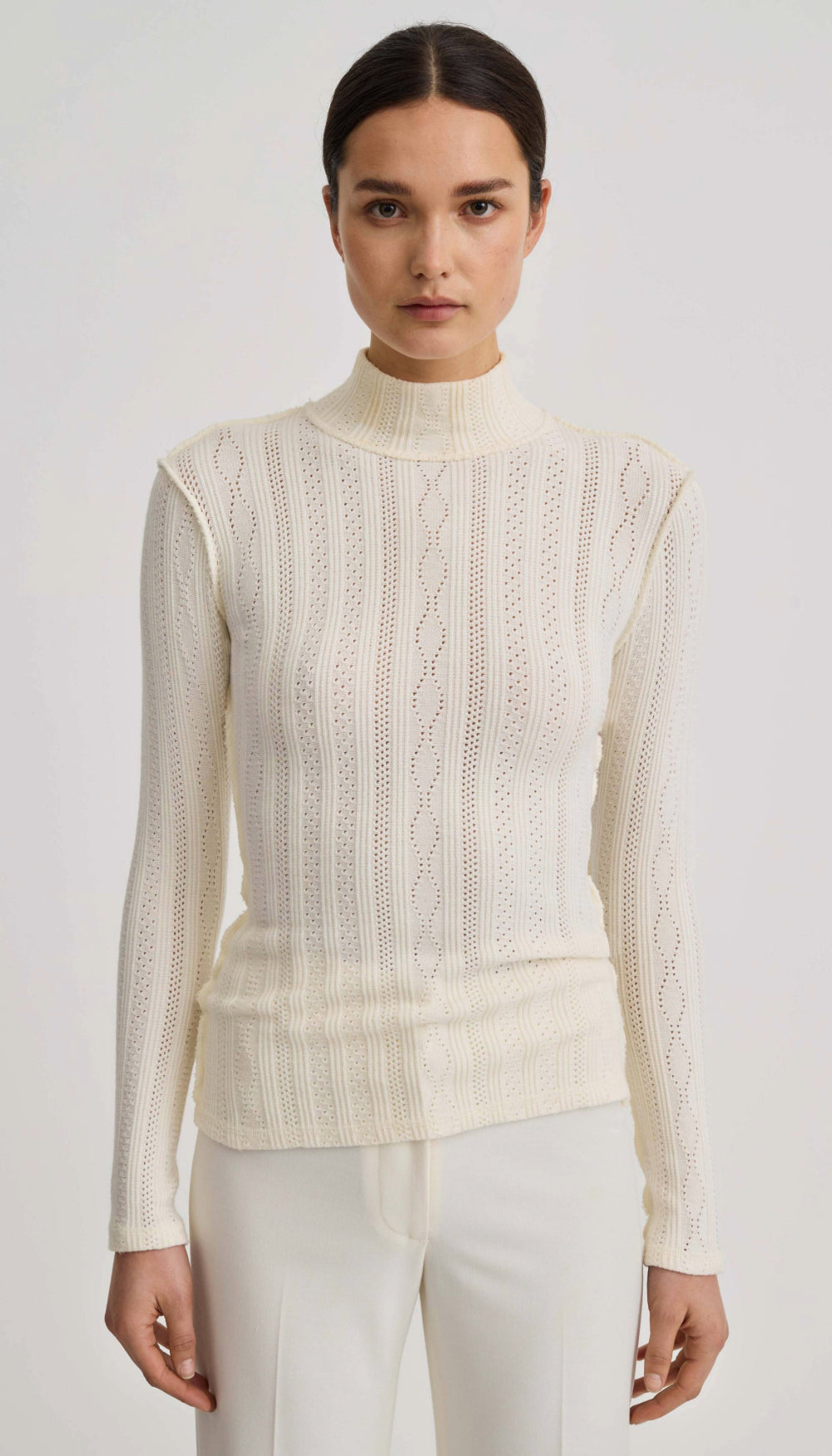 Pointelle Knit Turtleneck in Ivory | SMYTHE