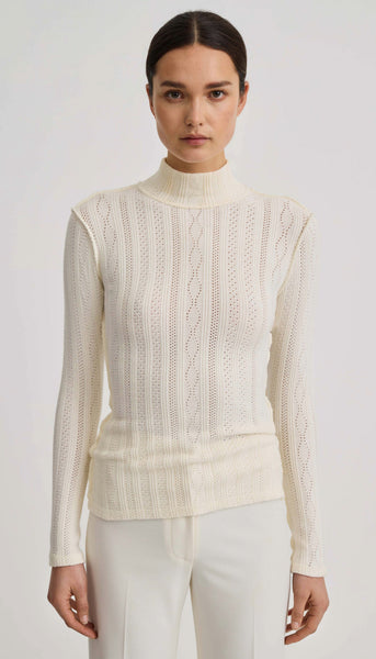 Pointelle Knit Turtleneck in Ivory | SMYTHE