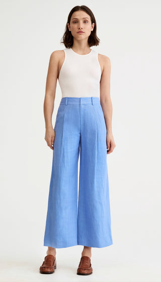 Linen Cropped Pleated Trouser