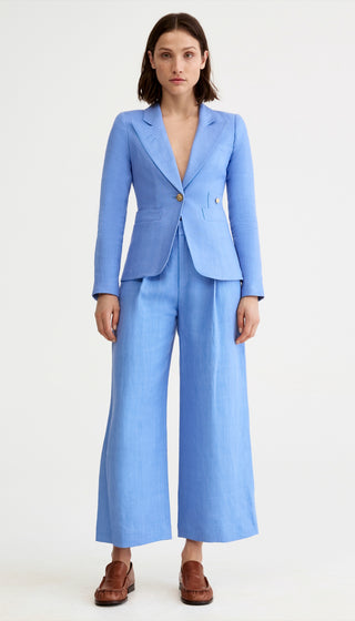 Linen Cropped Pleated Trouser