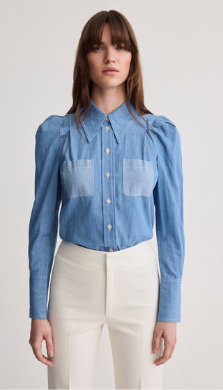 Box Pleat Pocket Denim Shirt