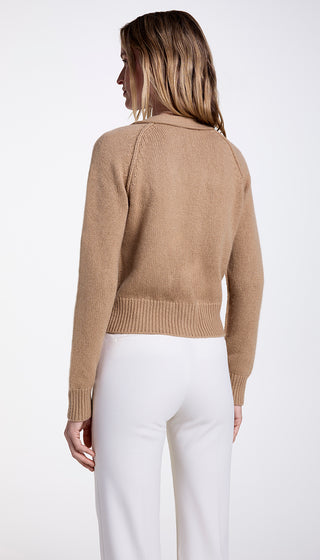 Cashmere Cropped V-Neck Cardi in Camel SMYTHE - Main Image