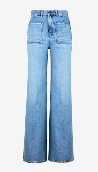 Light blue jeans on a white background