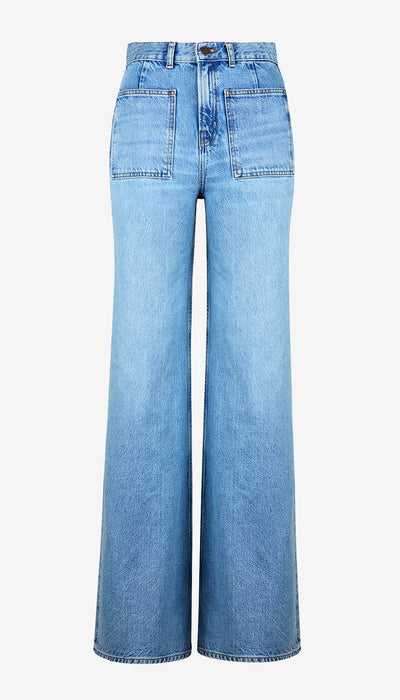 Light blue jeans on a white background