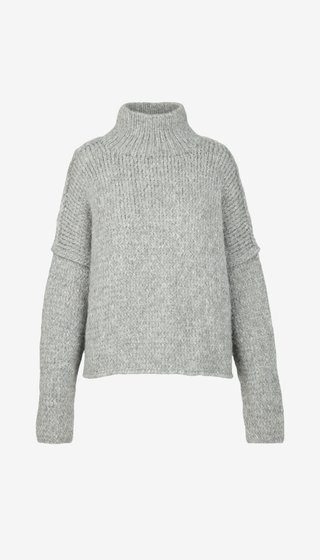 Gray knitted sweater on a white background
