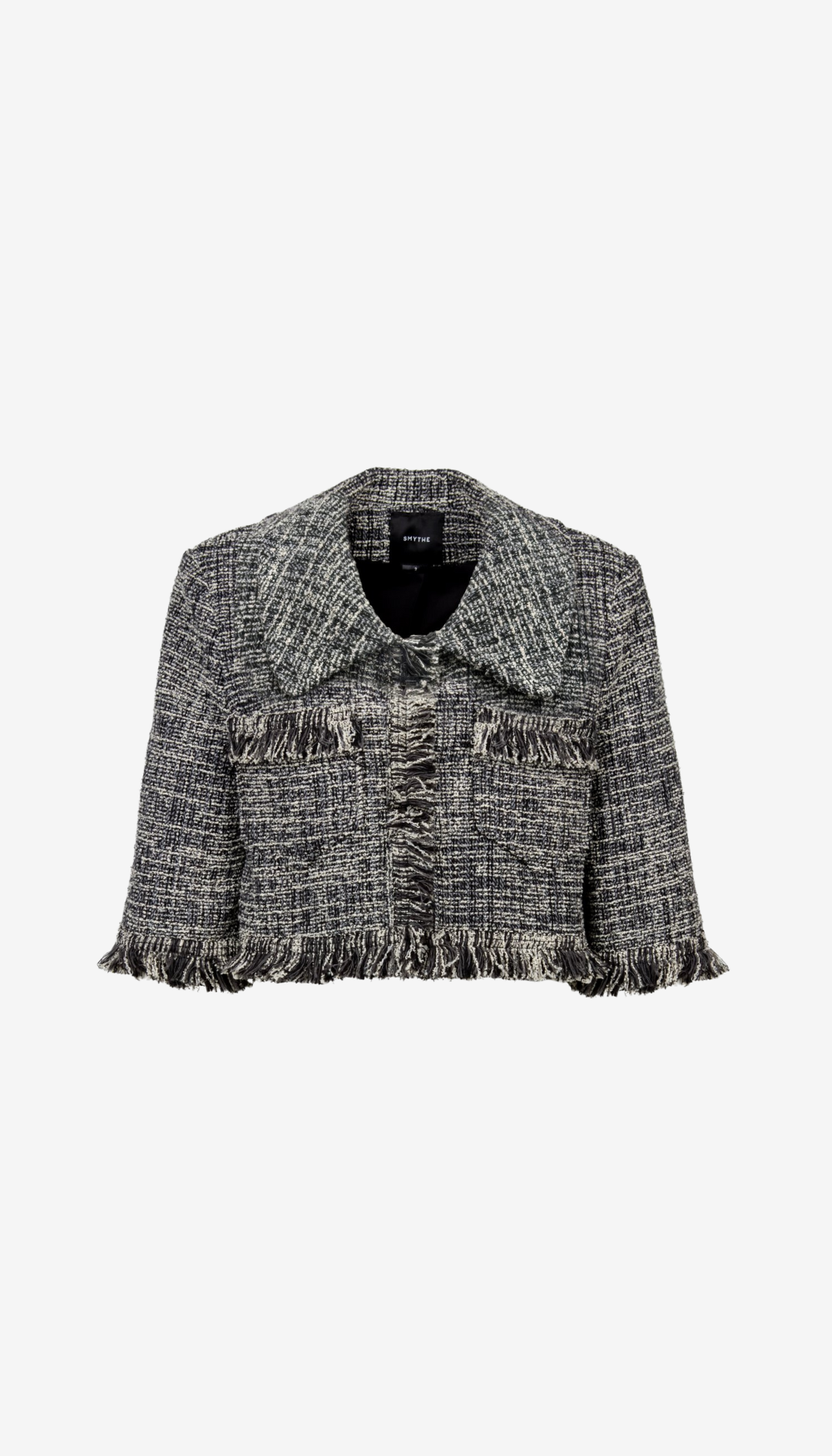 Cropped Sleeve Mini Jacket in Pepper Tweed | SMYTHE Cropped Sleeve Mini Jacket in Pepper Tweed | SMYTHE