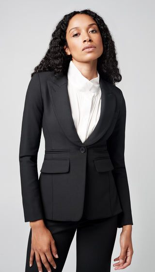 Peaked Lapel Blazer With Black Trim