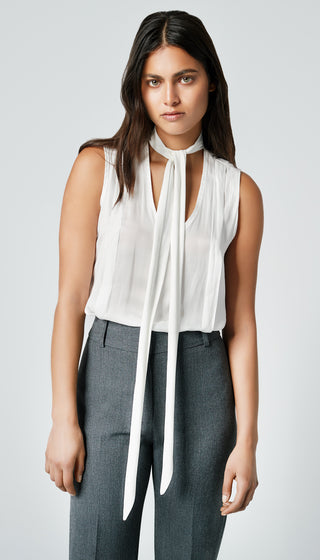 Sleeveless Tie Neck Shell