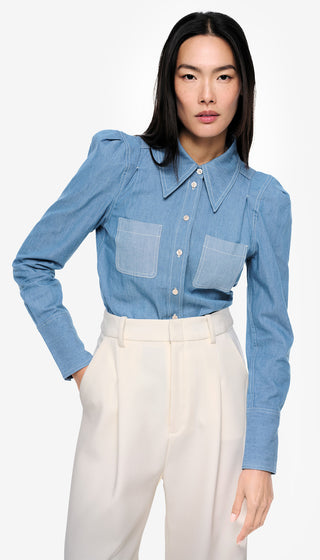 Box Pleat Denim Shirt