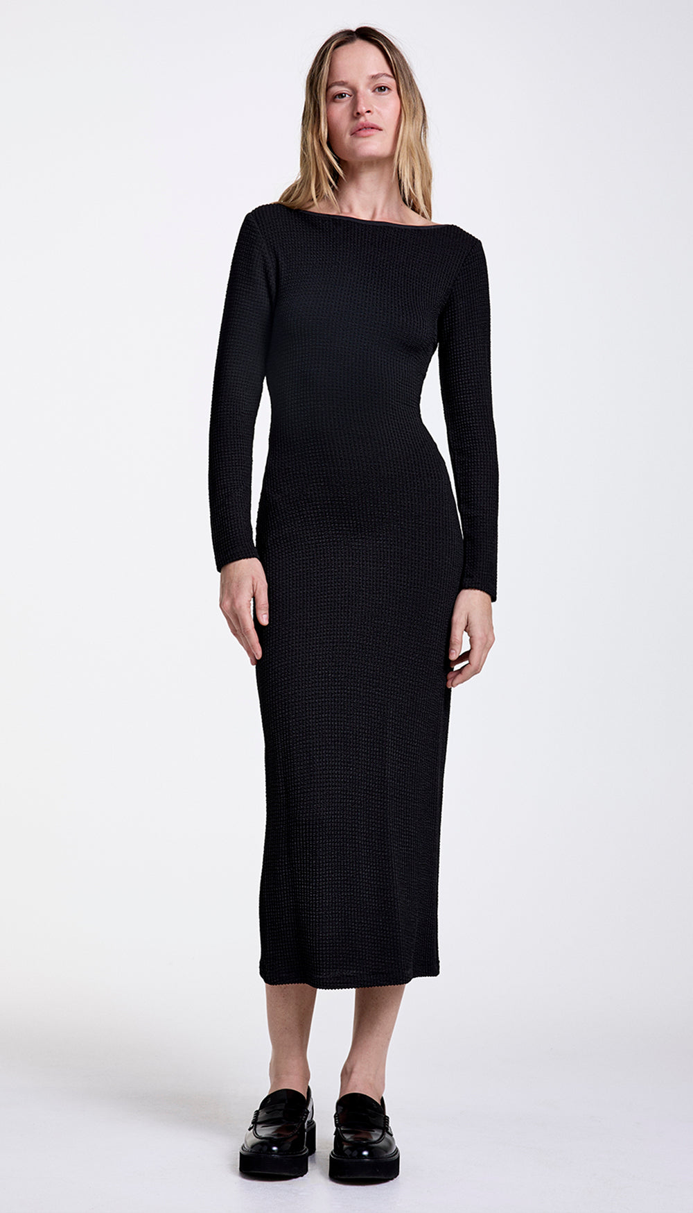 Reversible Cut Out Midi Dress in Black Rib | SMYTHE Reversible Cut Out Midi Dress in Black Rib | SMYTHE