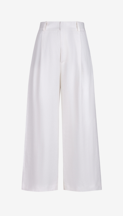 Linen Cropped Pleated Trouser