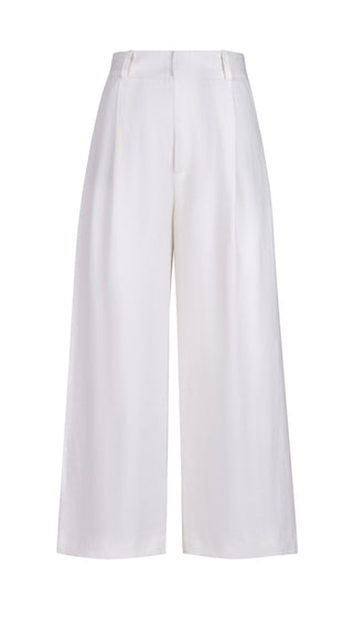 Linen Cropped Pleated Trouser