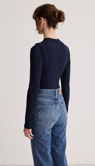 Pointelle Knit Crewneck