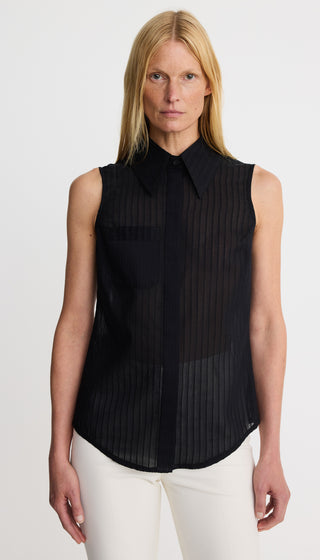 Sleeveless Point Collar Shirt