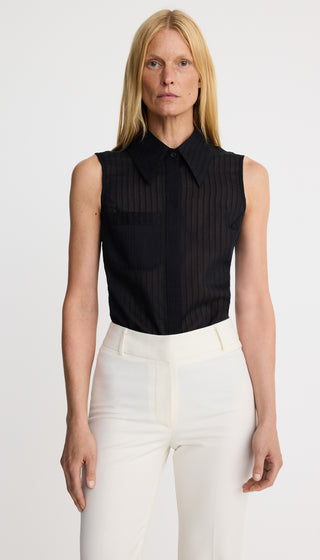 Sleeveless Point Collar Shirt