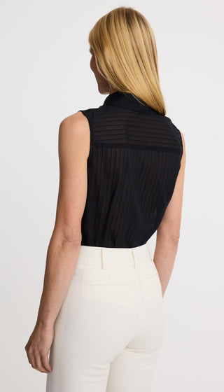 Sleeveless Point Collar Shirt