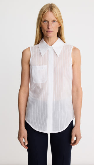 Sleeveless Point Collar Shirt