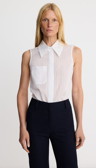 Sleeveless Point Collar Shirt