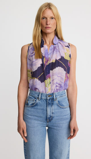 Sleeveless Gathered Blouse