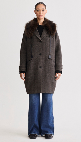 Cocoon Coat With Detachable Collar