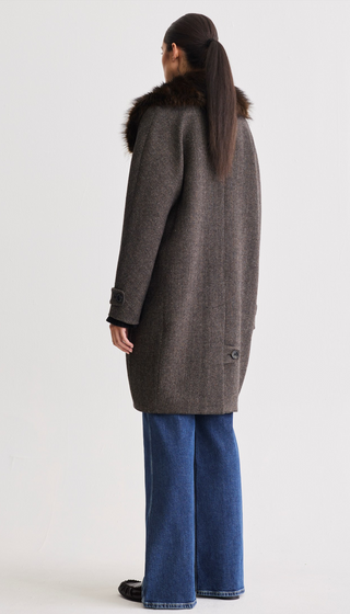 Cocoon Coat With Detachable Collar
