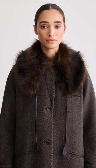 Cocoon Coat With Detachable Collar
