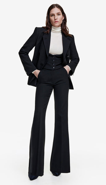 20th Anniversary High Waisted Tux Pant in Black Pique | SMYTHE