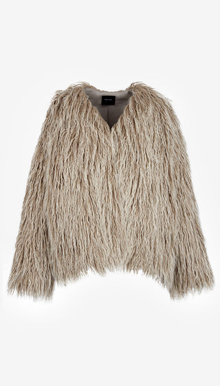 Beige shaggy vest on a white background