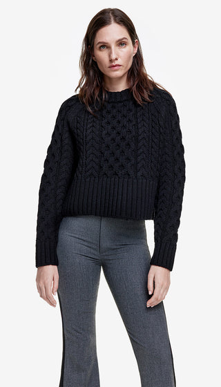 Cable-Knit Cropped Crewneck