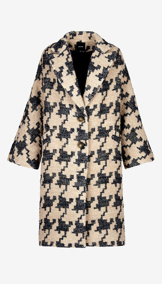 Houndstooth patterned coat on a white background