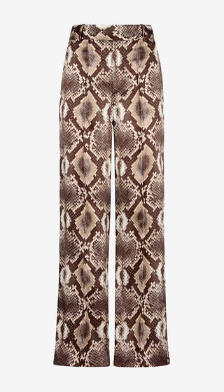 Snake print pants on a white background