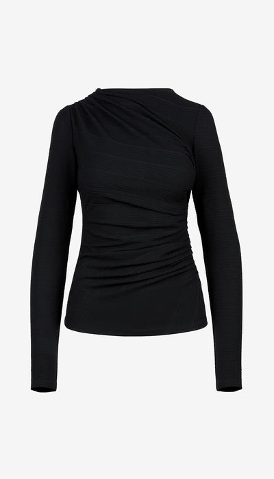 Black long-sleeve top on a white background
