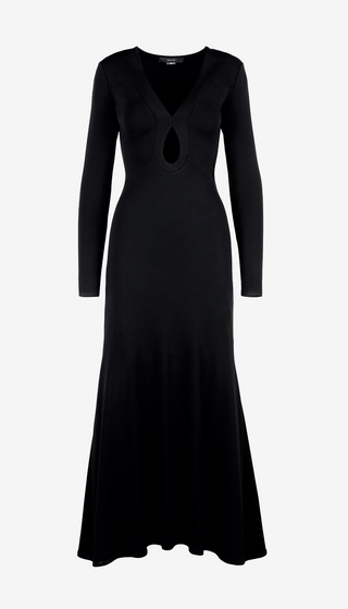 Black dress with long sleeves on a white background