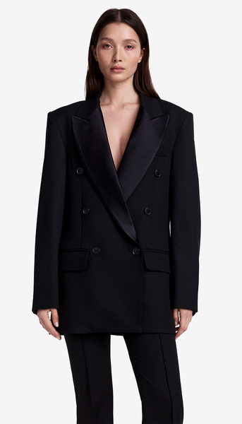 DB Peaked Lapel Tux Blazer in Deep Black | SMYTHE