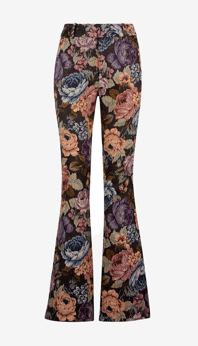 Floral patterned pants on a white background