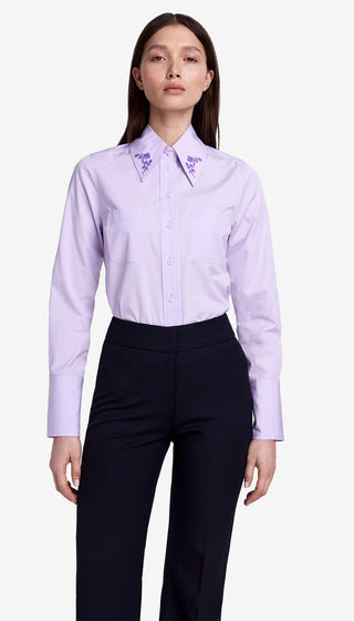 Embroidered Point Collar Shirt