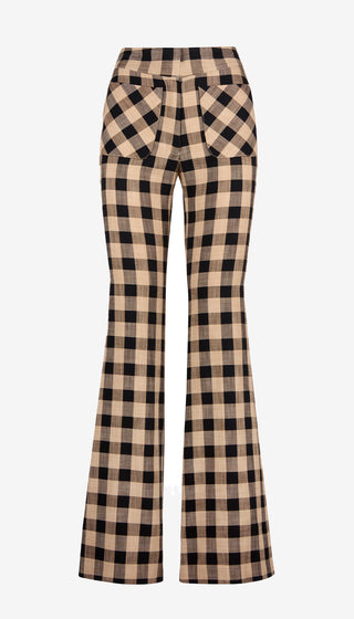 Plaid flared pants on a white background