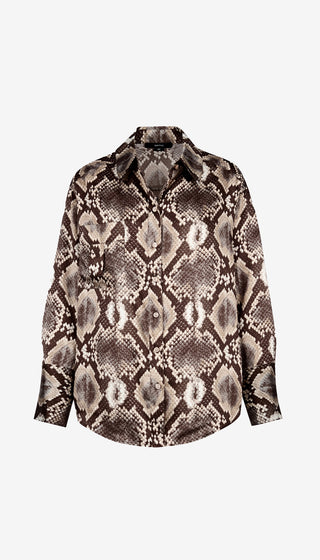 Snake print blouse on a white background