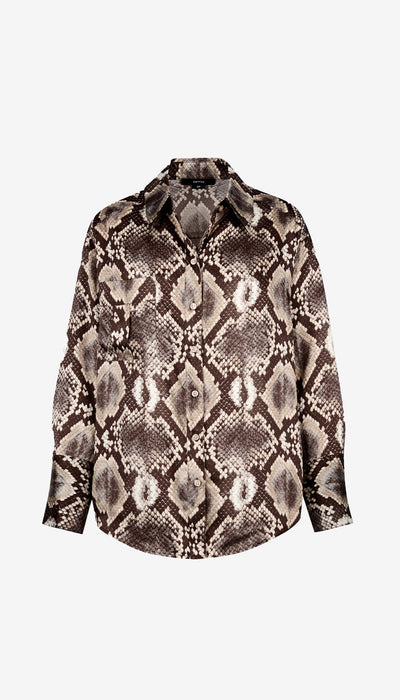 Snake print blouse on a white background
